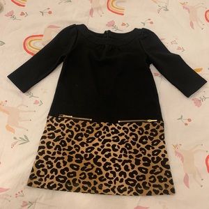 Gymboree long sleeve black & leopard print dress. Size 6 girl.